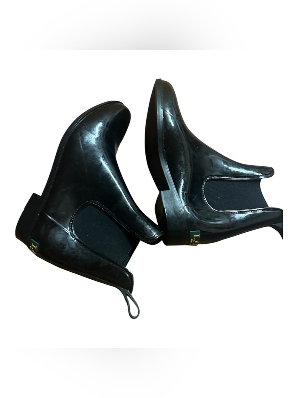 Lauren Ralph Black Chelsea Rain Ankle Boots